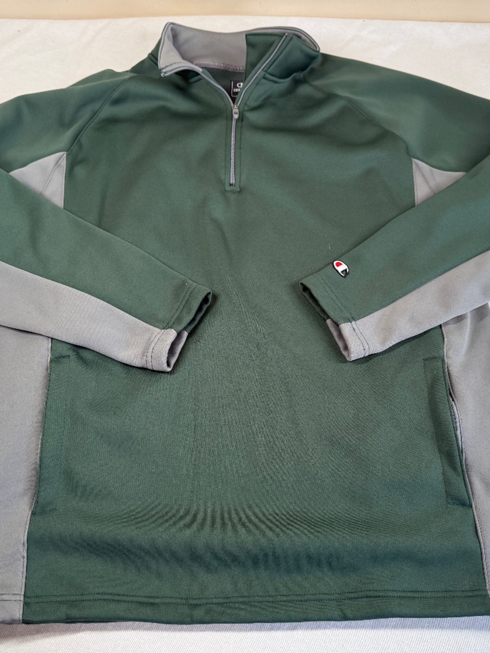 Champion Men's Quarter Zip Pullover Jacket Size Large - Retro Green/Gray